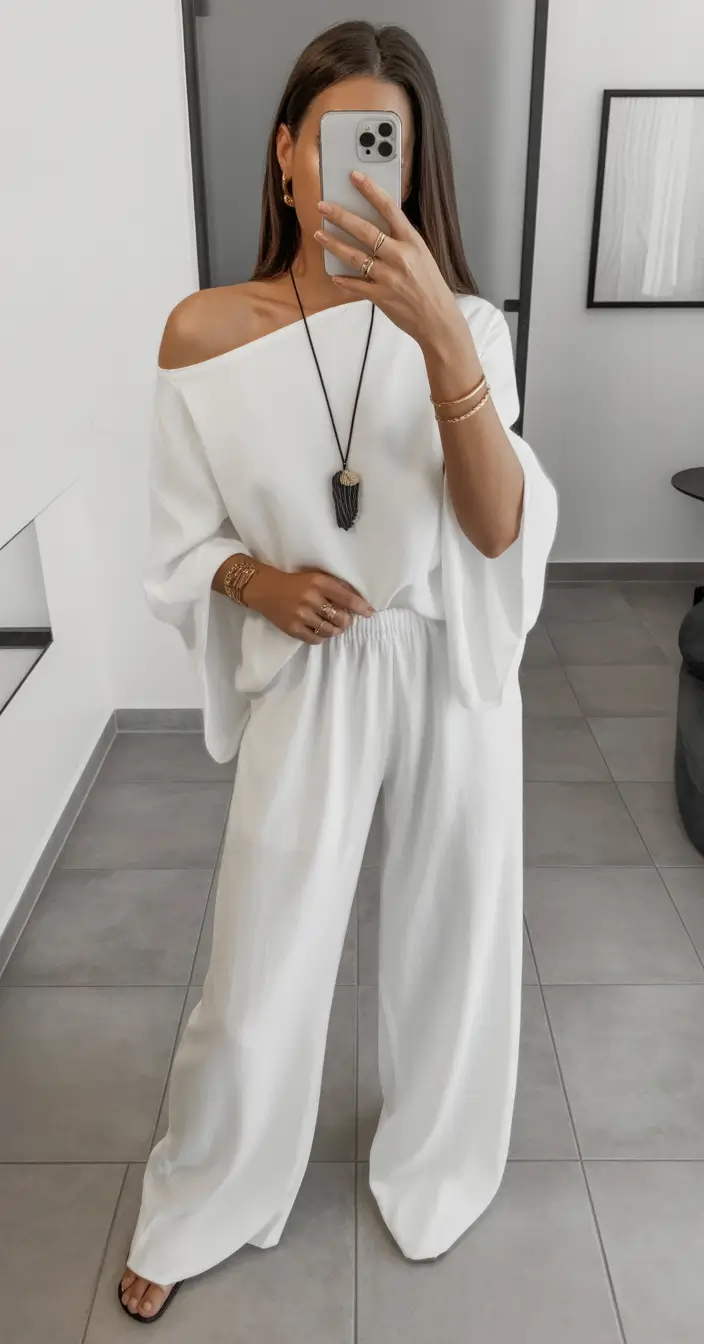 spring fits outfits All-White Minimalism With Effortless Loose Comfort