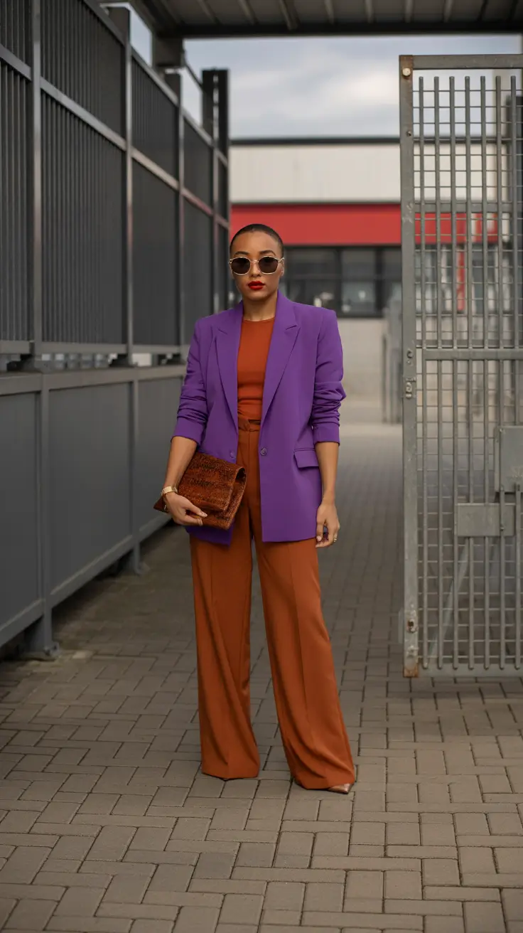spring fits outfits Bold Color Blocking With Power Blazer Energy