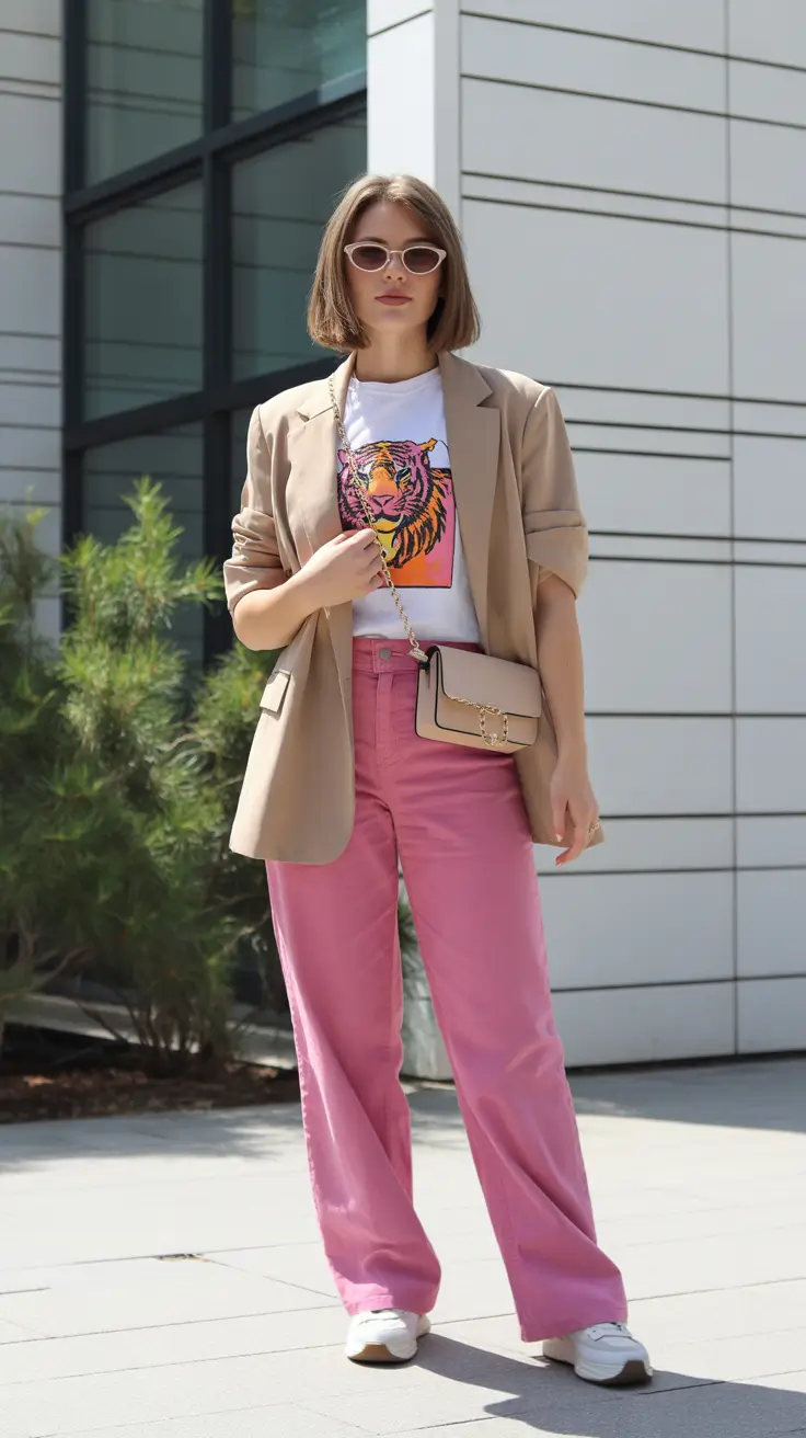 spring fits outfits Soft Blazer Styling With Playful Pink Pants