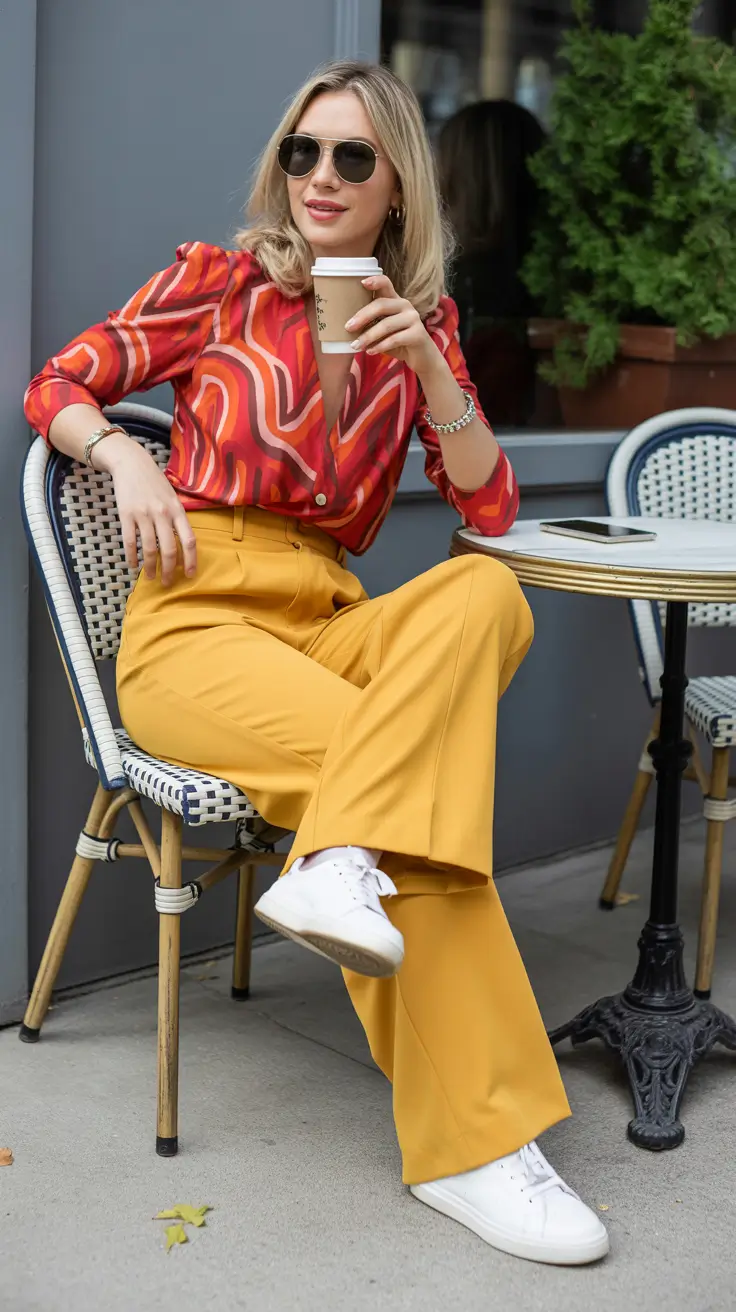 spring fits outfits Sunset Swirls and Wide-Leg Joy