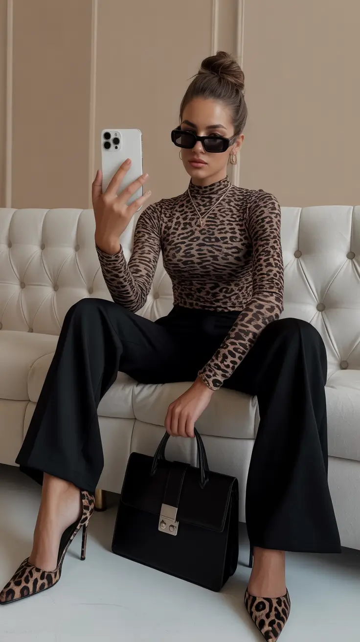 spring fits outfits Leopard Minimalism With a Sharp City Edge