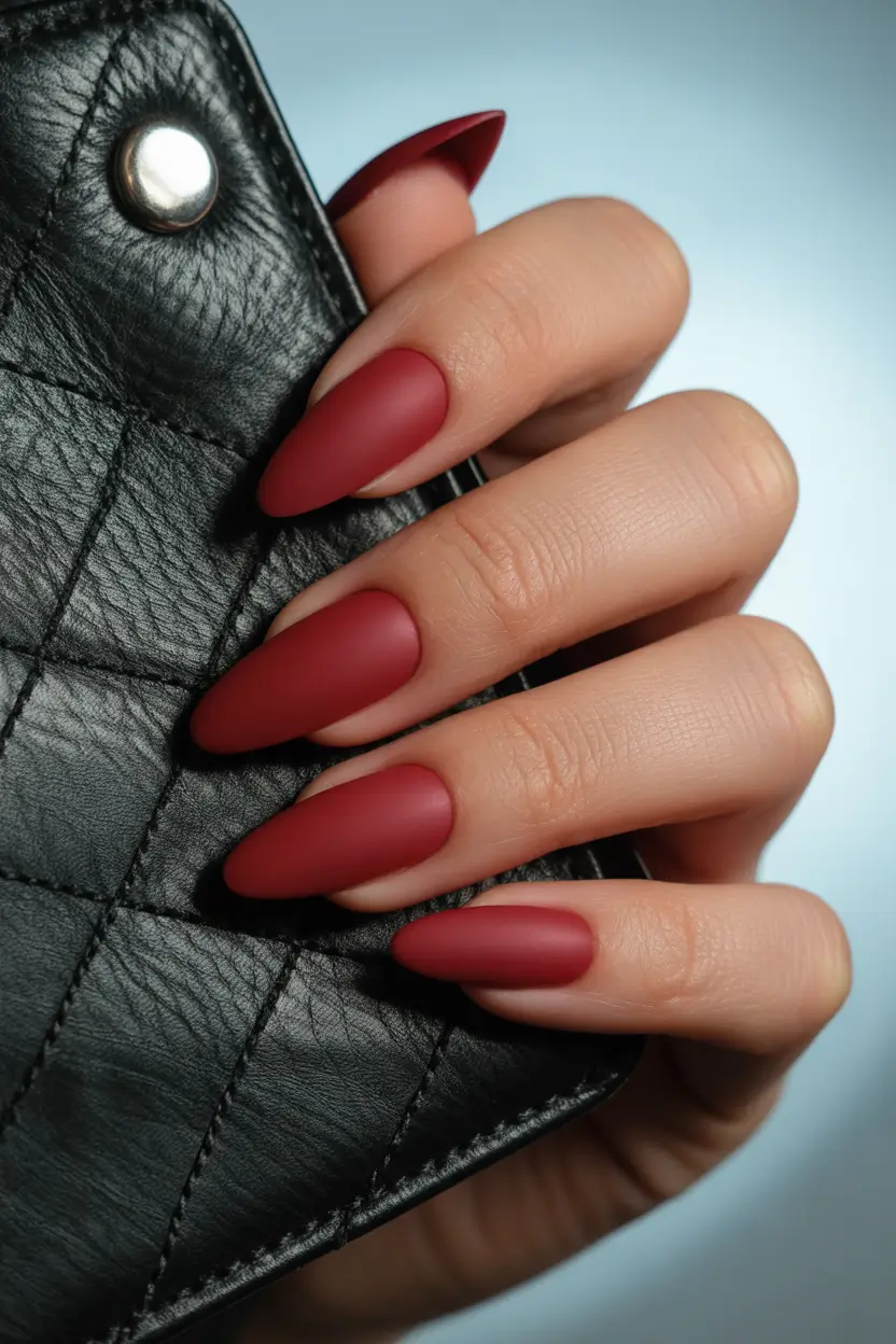 classy spring nails Matte Cherry Almond - The Quiet-Luxury Spring Red