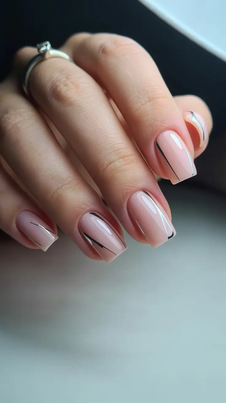 classy spring nails Sheer Nude Short Square with Micro-Lines - The Clean Hands Trend