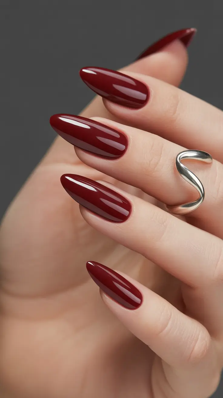 classy spring nails Classic Deep Red Almond - Timeless Confidence for 2026