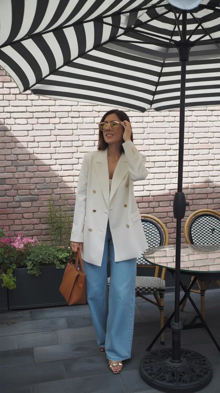 comfy spring outfits The White Blazer and Wide-Leg Jeans Combo That Always Wins