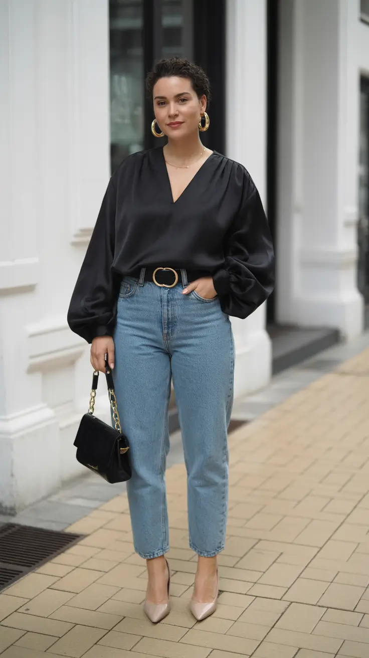 comfy spring outfits The Elevated Black Blouse and Jeans Formula That Always Works