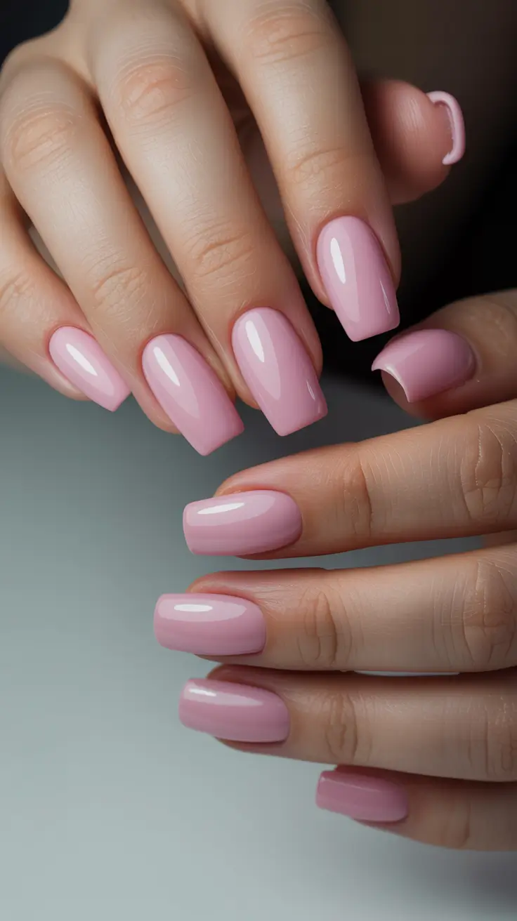 spring nails pink Classic Glossy Pink Square Nails For Everyday Confidence