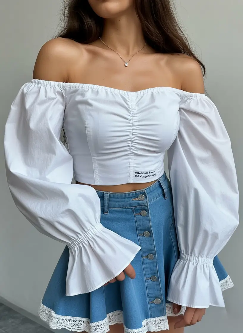 spring outfits The Romantic Off-Shoulder Top That Makes Denim Feel New Again
