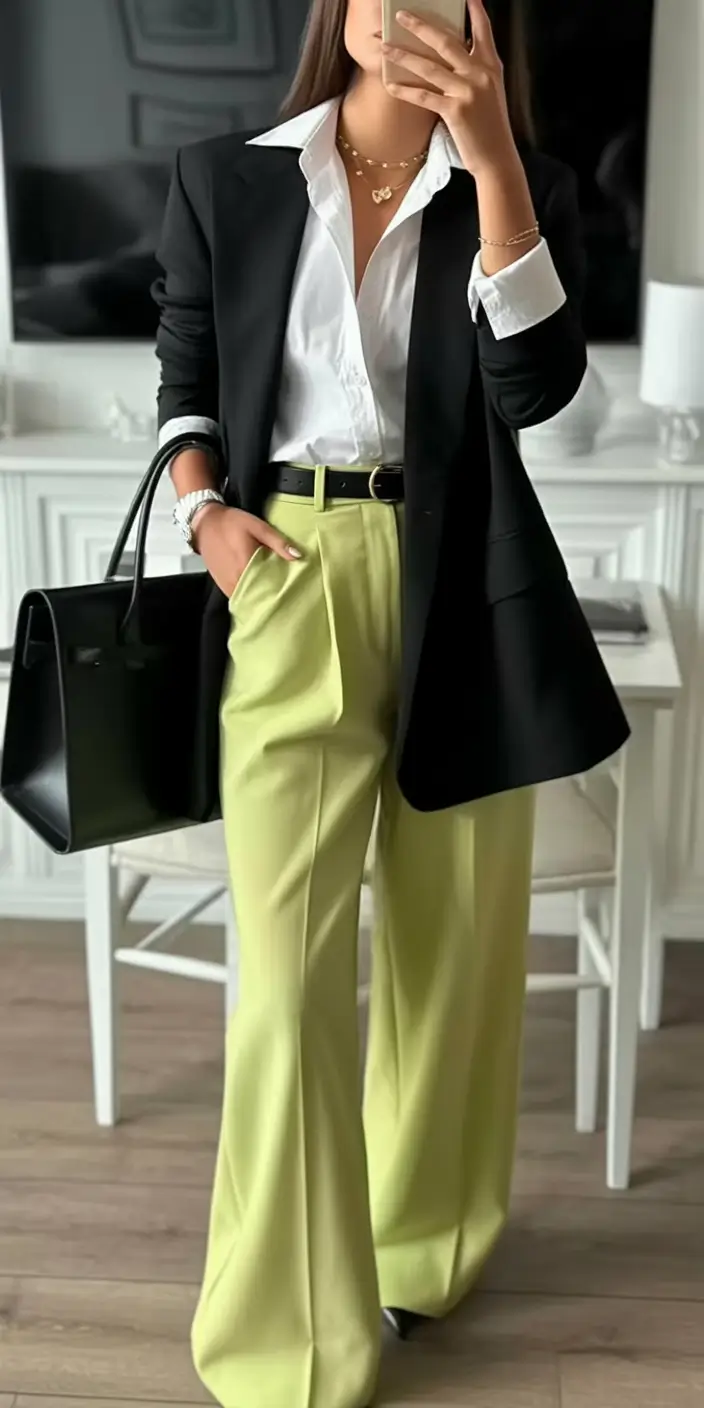 spring outfits The Power Blazer + Lime Trousers Look for a Bright Spring Reset