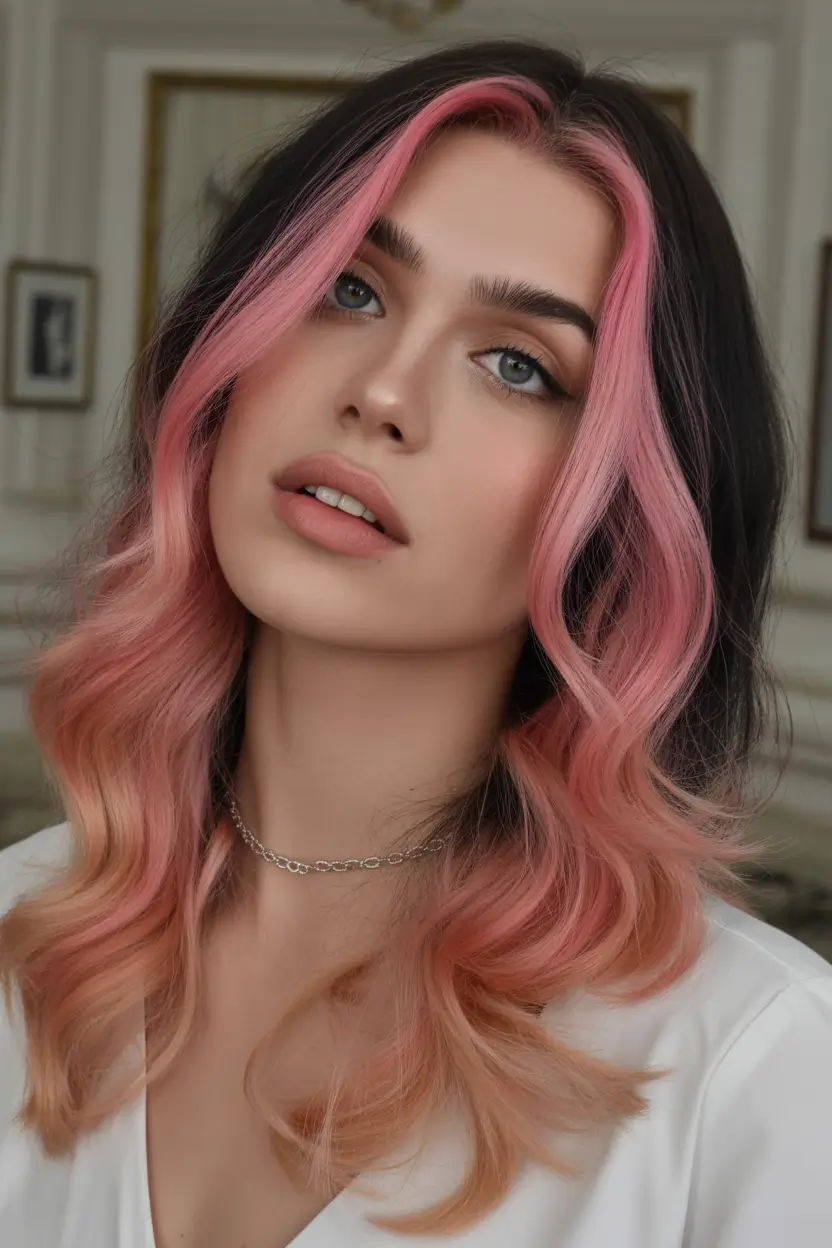 spring brown hair color Romantic Pink Melt on Soft Brunette Lengths