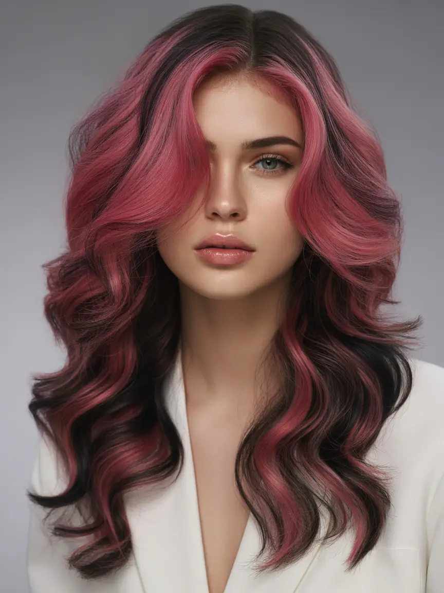 spring brunette hair color Soft Brunette With Rose Red Balayage Glow