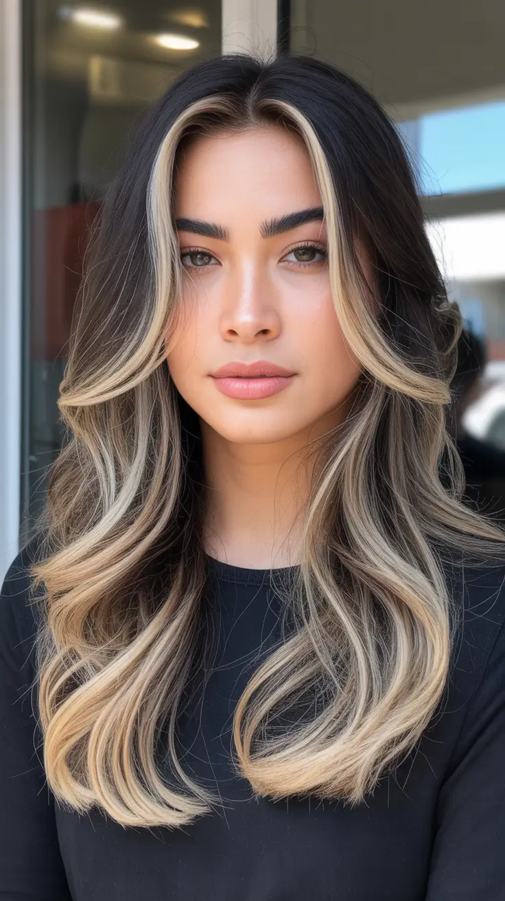 spring brunette hair color Luxury Brunette With Blonde Balayage Dimension