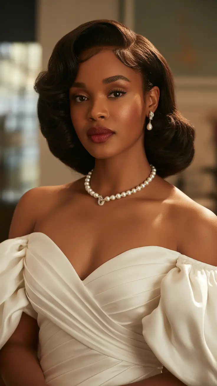 spring wedding hairstyle Classic Curly Bob for a Modern Black Bride