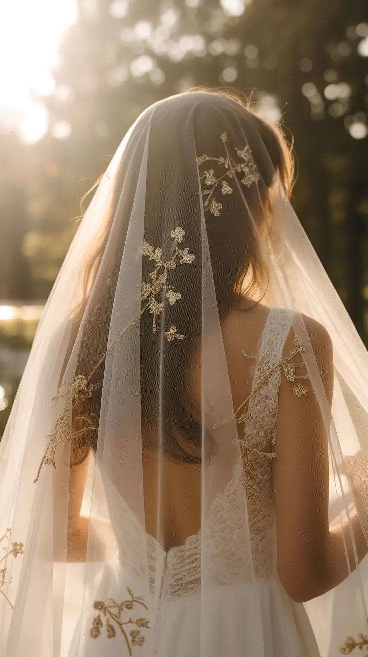 spring wedding hairstyle Romantic Veil Layers with Natural Spring Movement