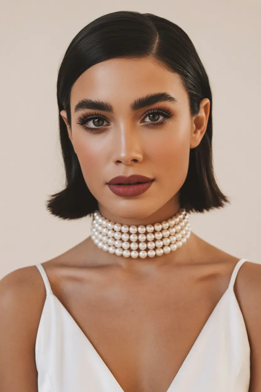 spring wedding hairstyle Minimalist Vintage Bob with Polished Bridal Simplicity