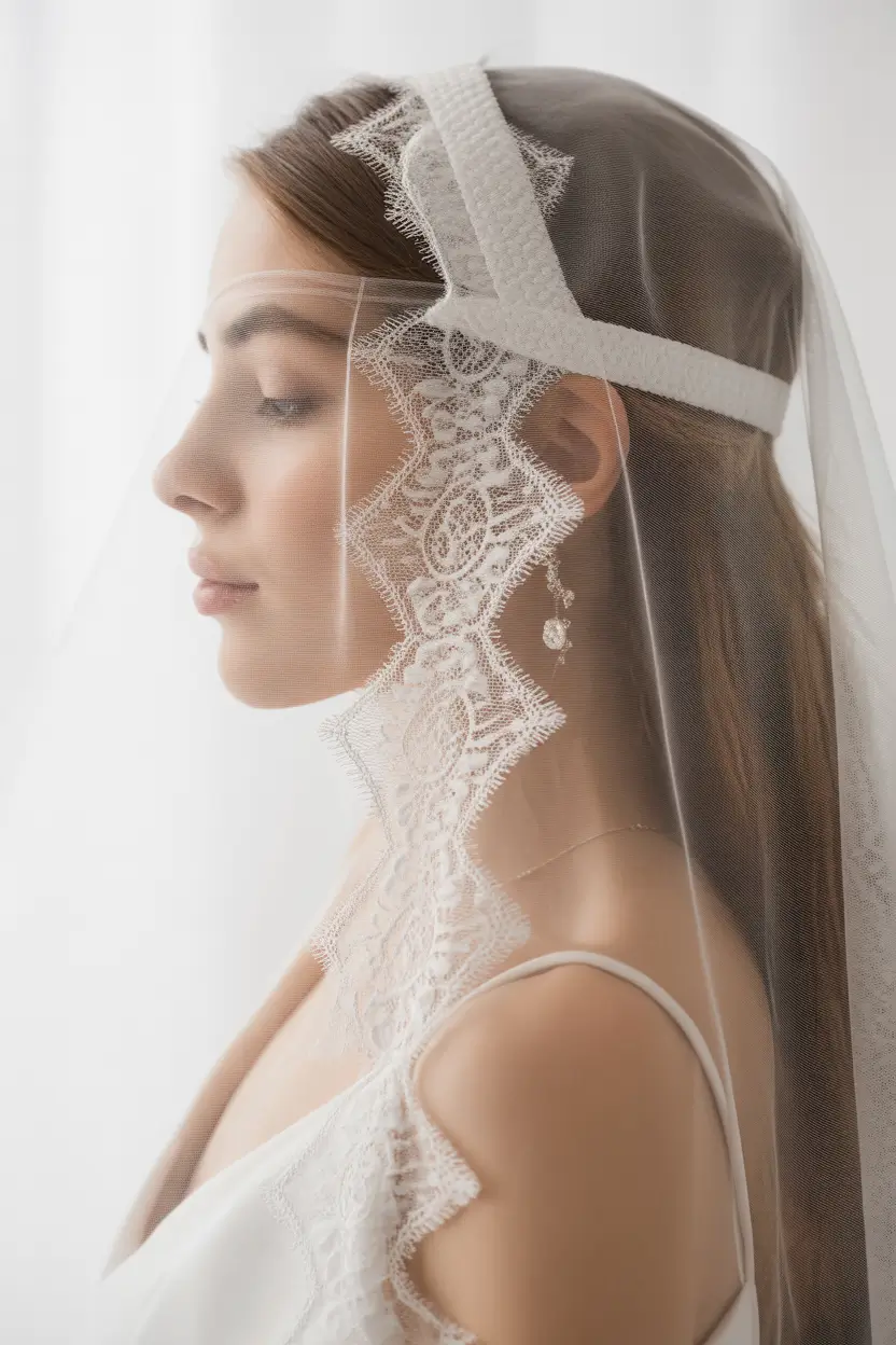 spring wedding hairstyle Minimalist Veil Styling for the Modern Vintage Bride