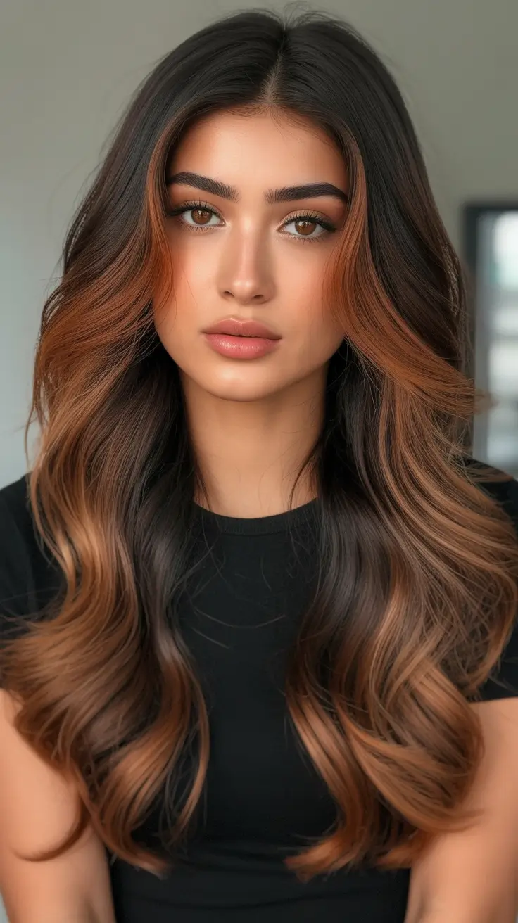 spring caramel hair color Dark Chocolate Caramel Melt With Face-Framing Warmth