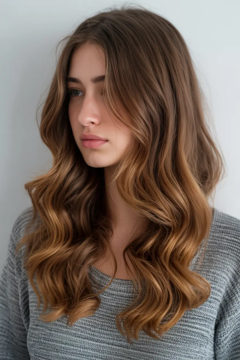 spring caramel hair color Soft Honey Golden Brown Waves With Natural Spring Flow