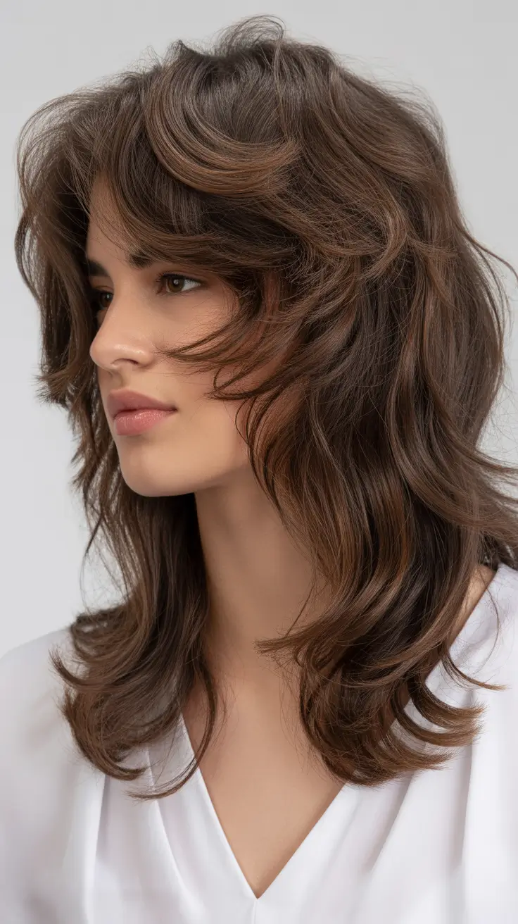spring caramel hair color Layered Brun Caramel Shag With Modern Movement