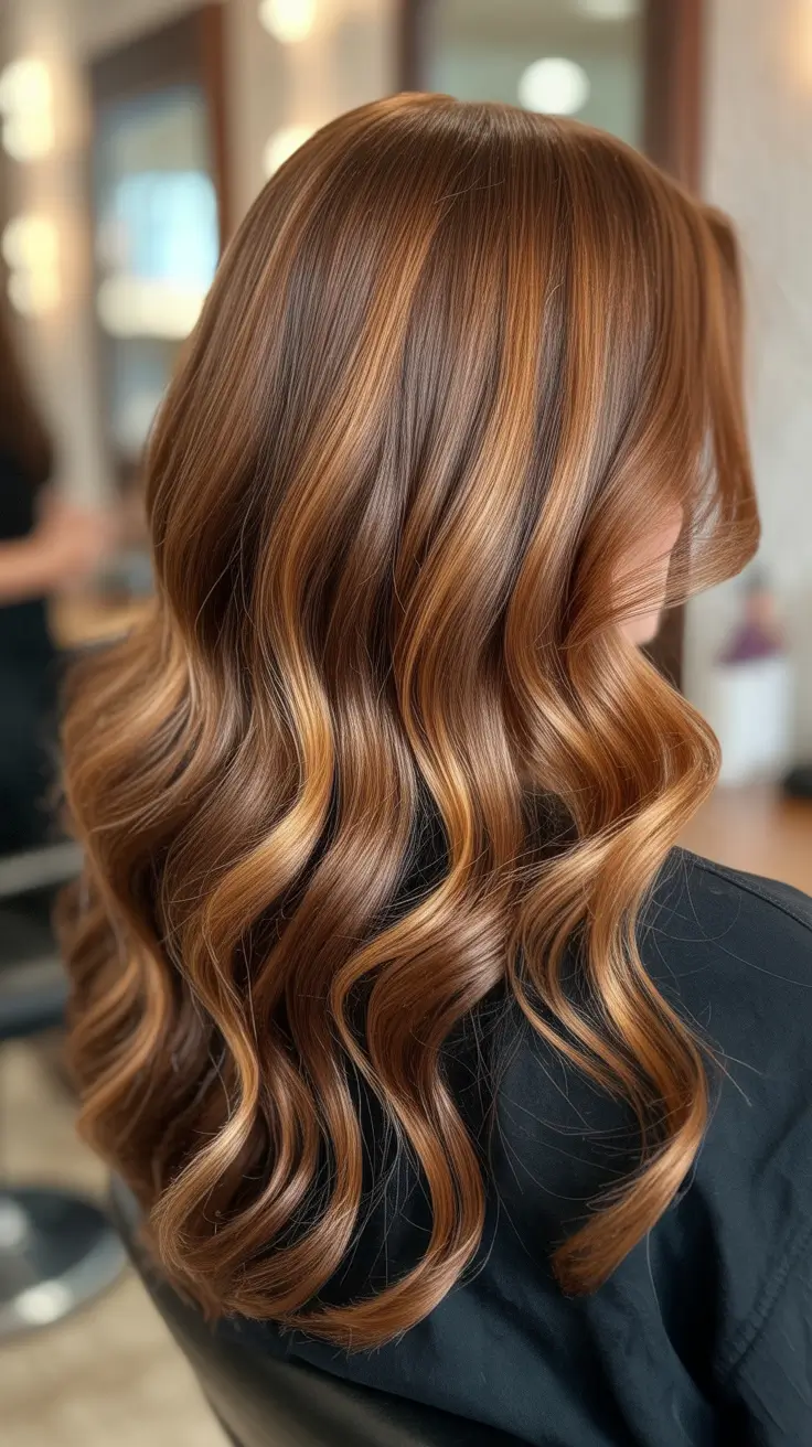 spring caramel hair color Dimensional Caramel Waves With Lived-In Balayage Glow