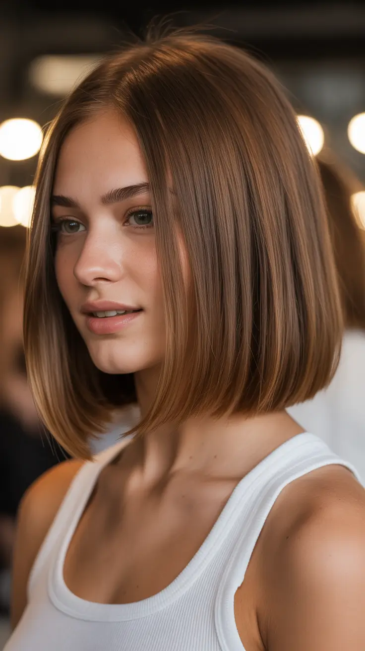spring caramel hair color Minimalist Soft Caramel Bob With Everyday Glow
