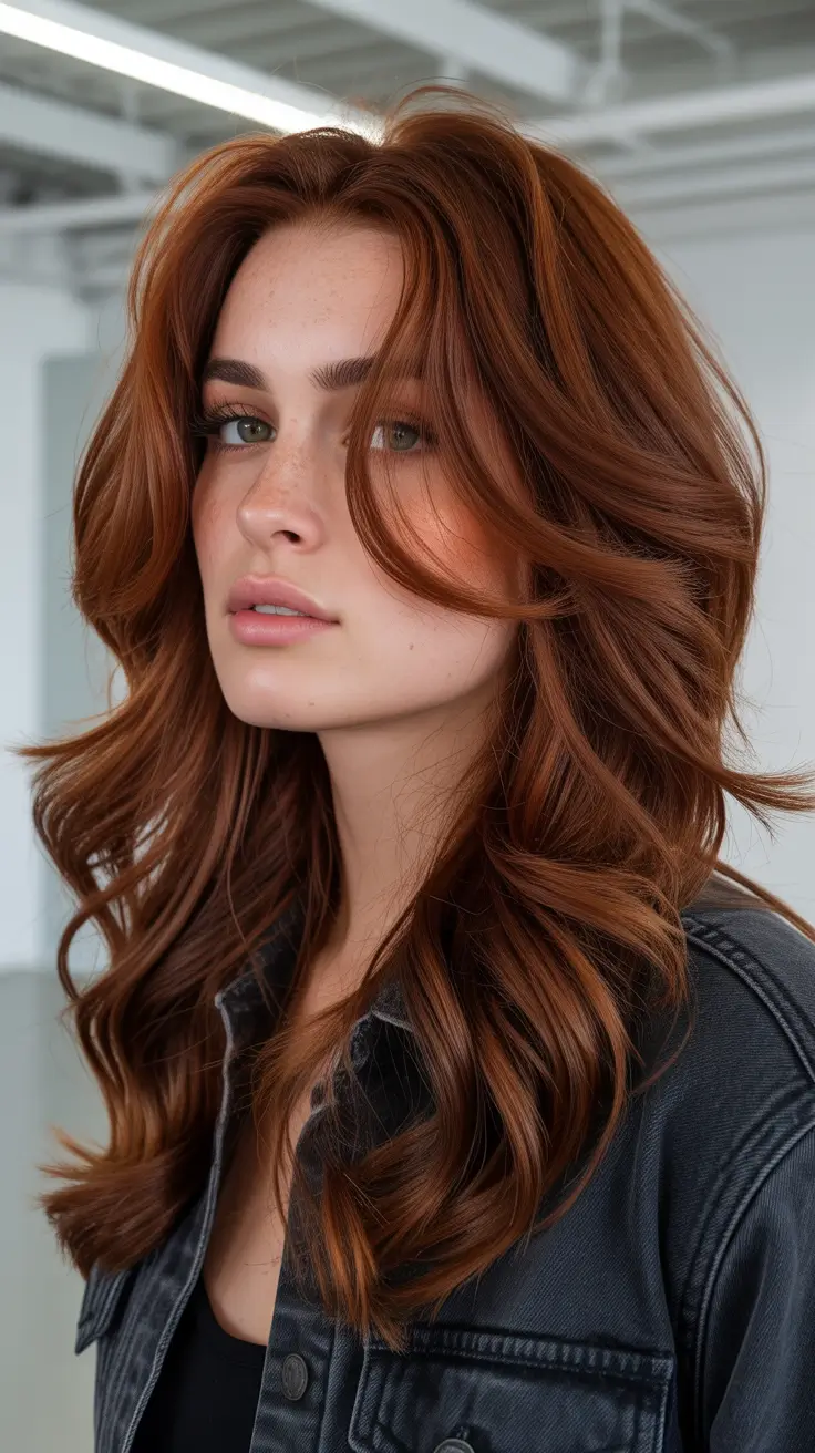 spring caramel hair color Rich Auburn Caramel Layers With Modern Volume