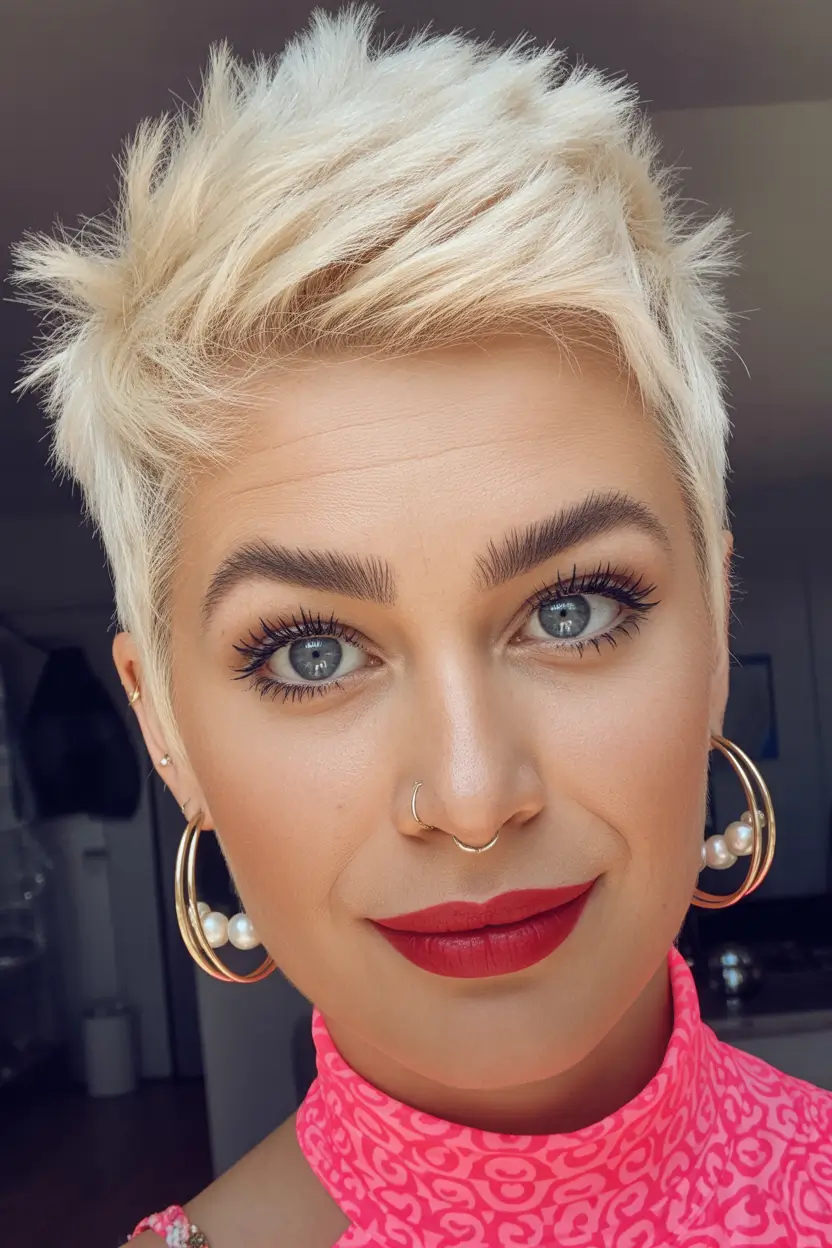 spring short Hairstyles Effortless Platinum Textured Pixie With Tousled Layers