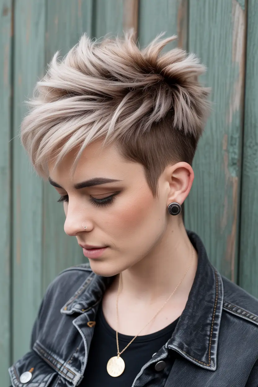 spring short Hairstyles Voluminous Ash Blonde Textured Pixie