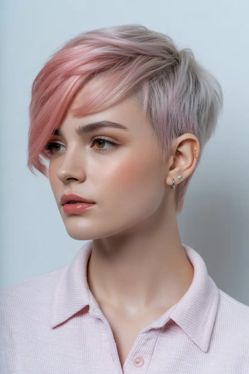 spring short Hairstyles Soft Blush Pixie With Airy Side Sweep