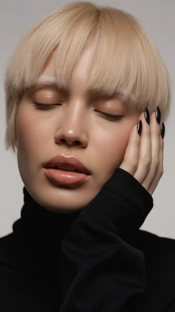 spring short Hairstyles Classic Soft Blonde Bob With Straight Fringe