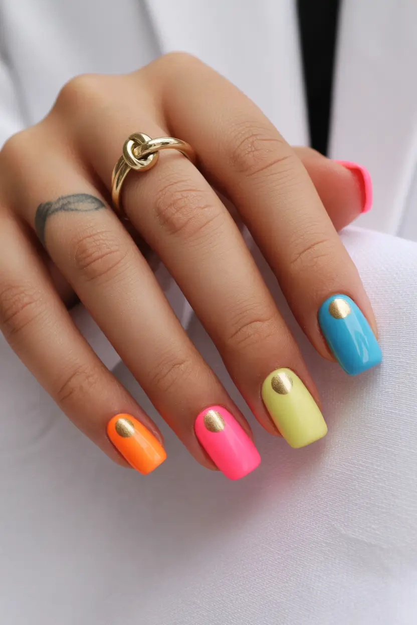 April nails color ideas 2026 Colorful Pop Art Nails