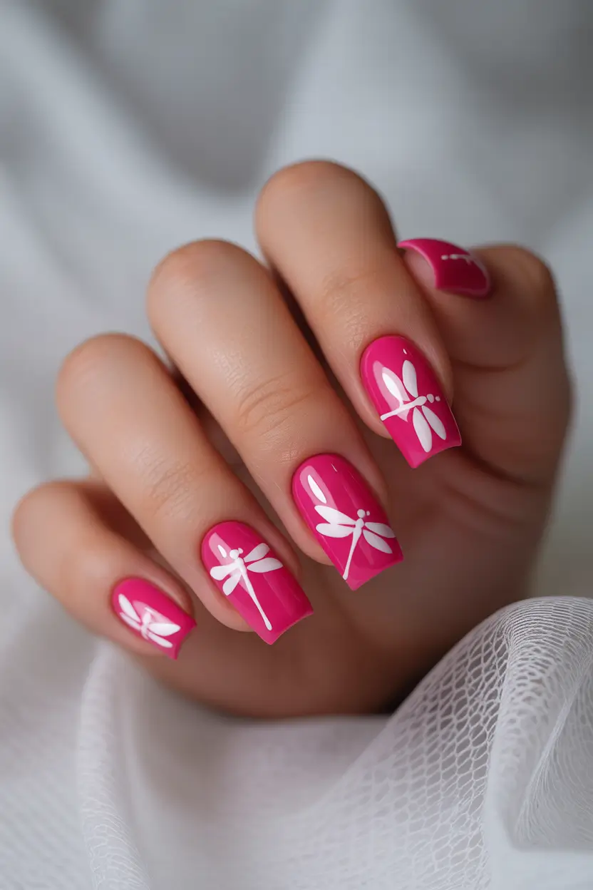 April nails color ideas 2026 Pink Dragonfly Nails