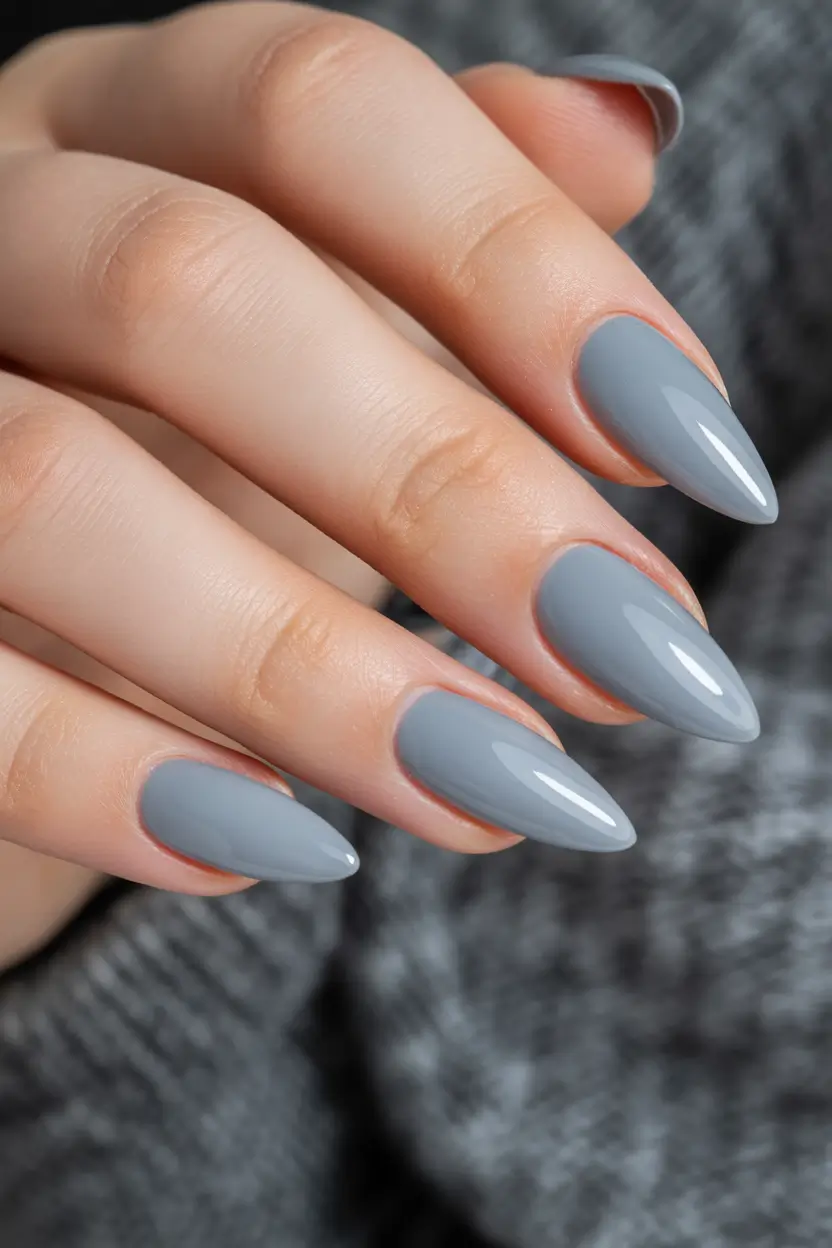 April nails color ideas 2026 Soft Grey Almond Nails
