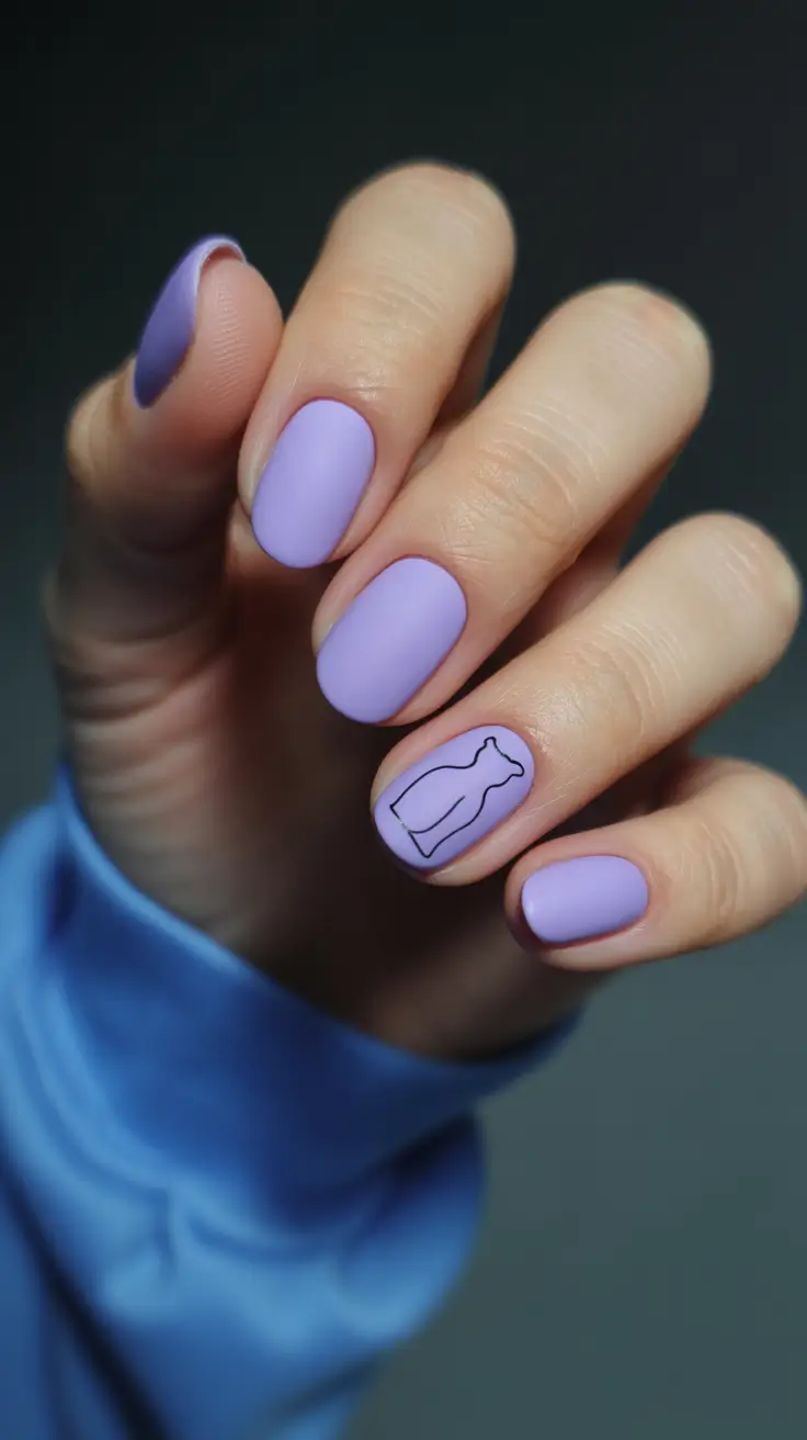 April nails color ideas 2026 Lavender Cat Accent Nails