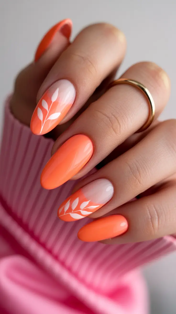 April nails color ideas 2026 Fresh Coral Spring Almond Nails