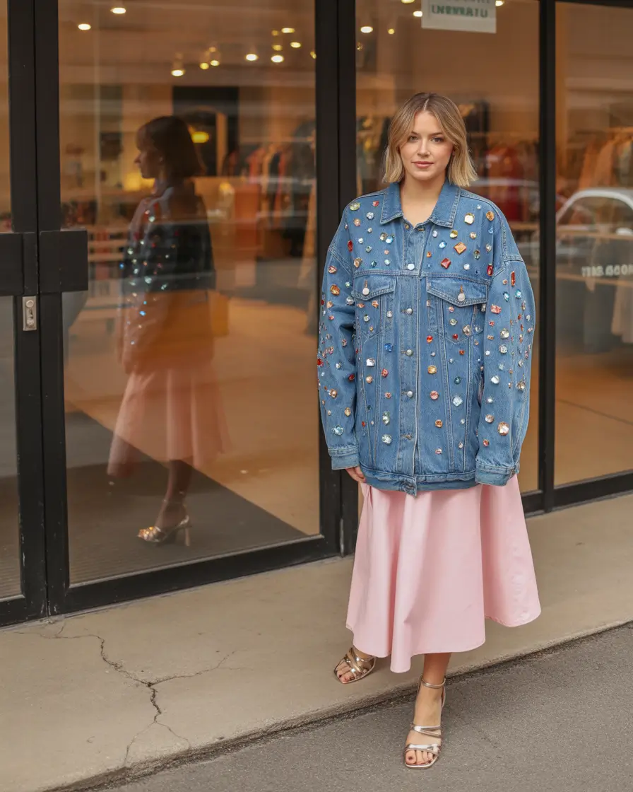 22 April outfits ideas 2026 Playful Embellished Denim For A Creative Spring Street Look