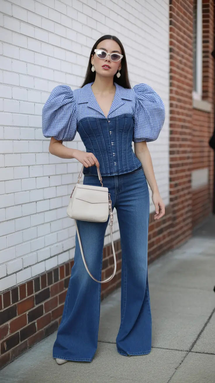 22 April outfits ideas 2026 Modern Denim Layers With Playful Spring Volume