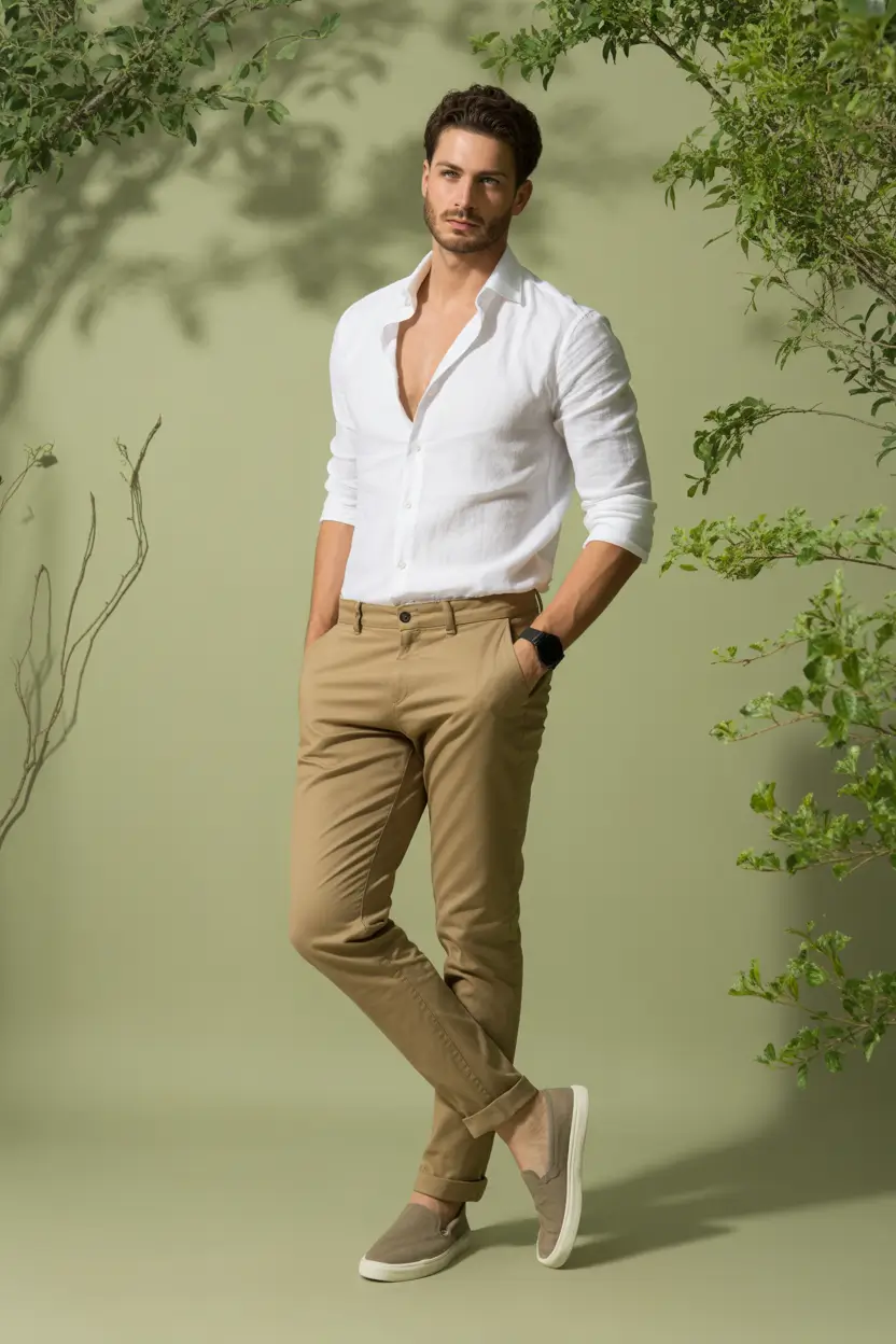23 casual summer outfits men 2026 Relaxed Tailoring Meets Warm Earth Tones