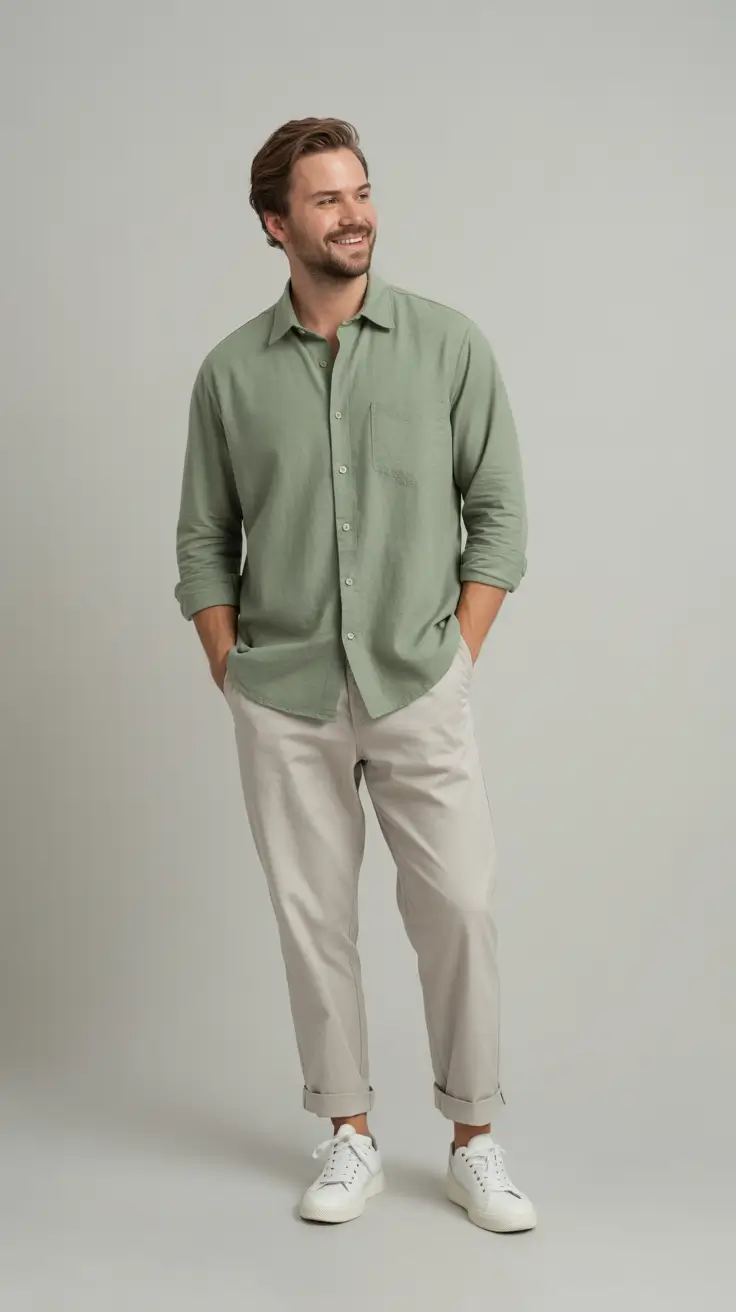 23 casual summer outfits men 2026 Muted Greens And Everyday Polish