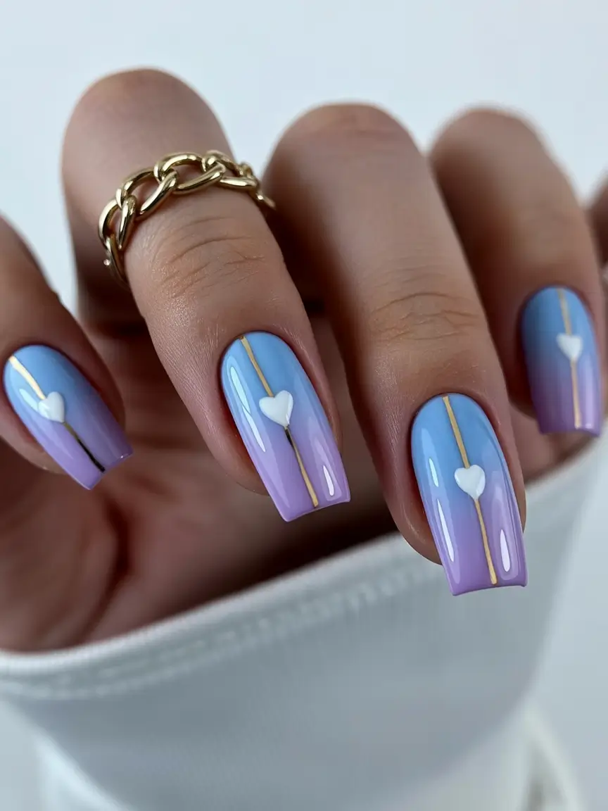 spring vacation nails pastel blue purple square heart design