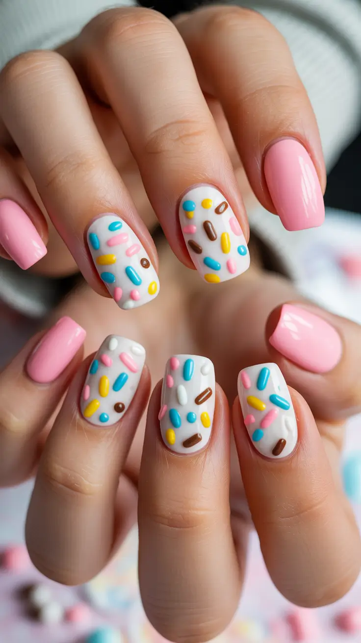 cute easter nail art ideas 2026 Candy Sprinkle Easter Egg Nail Designs