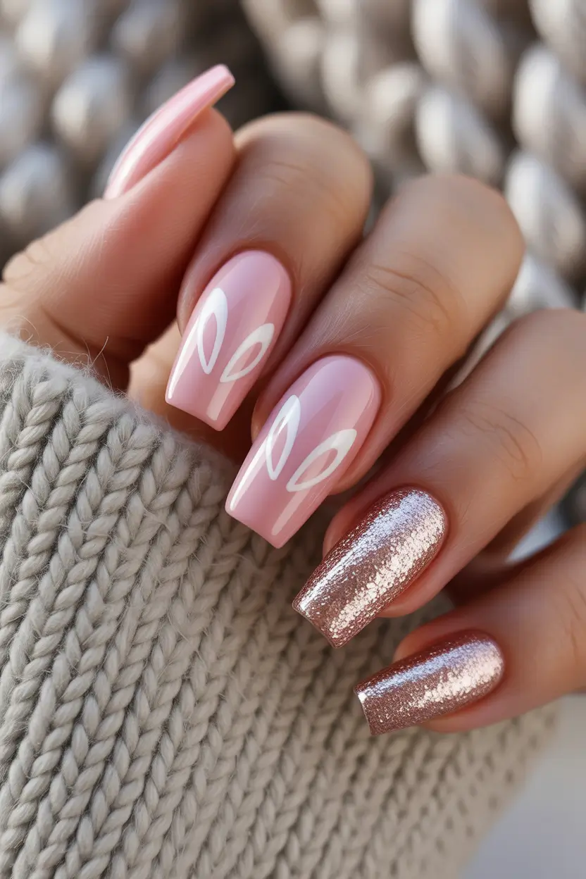 cute easter nail art ideas 2026 Minimal Pink Bunny Accent Easter Nails