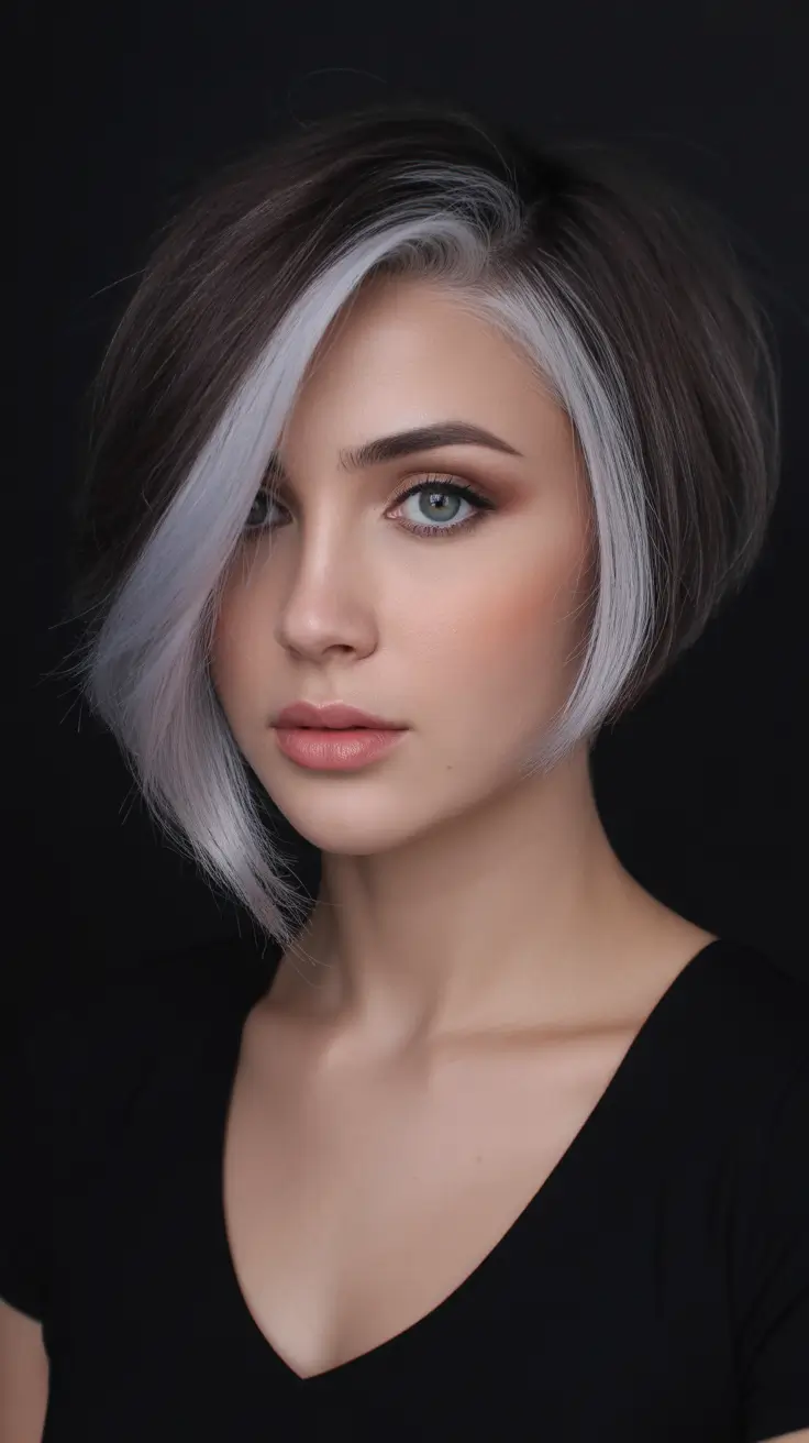 spring bob haircut Soft Contrast Angled Bob With Modern Edge