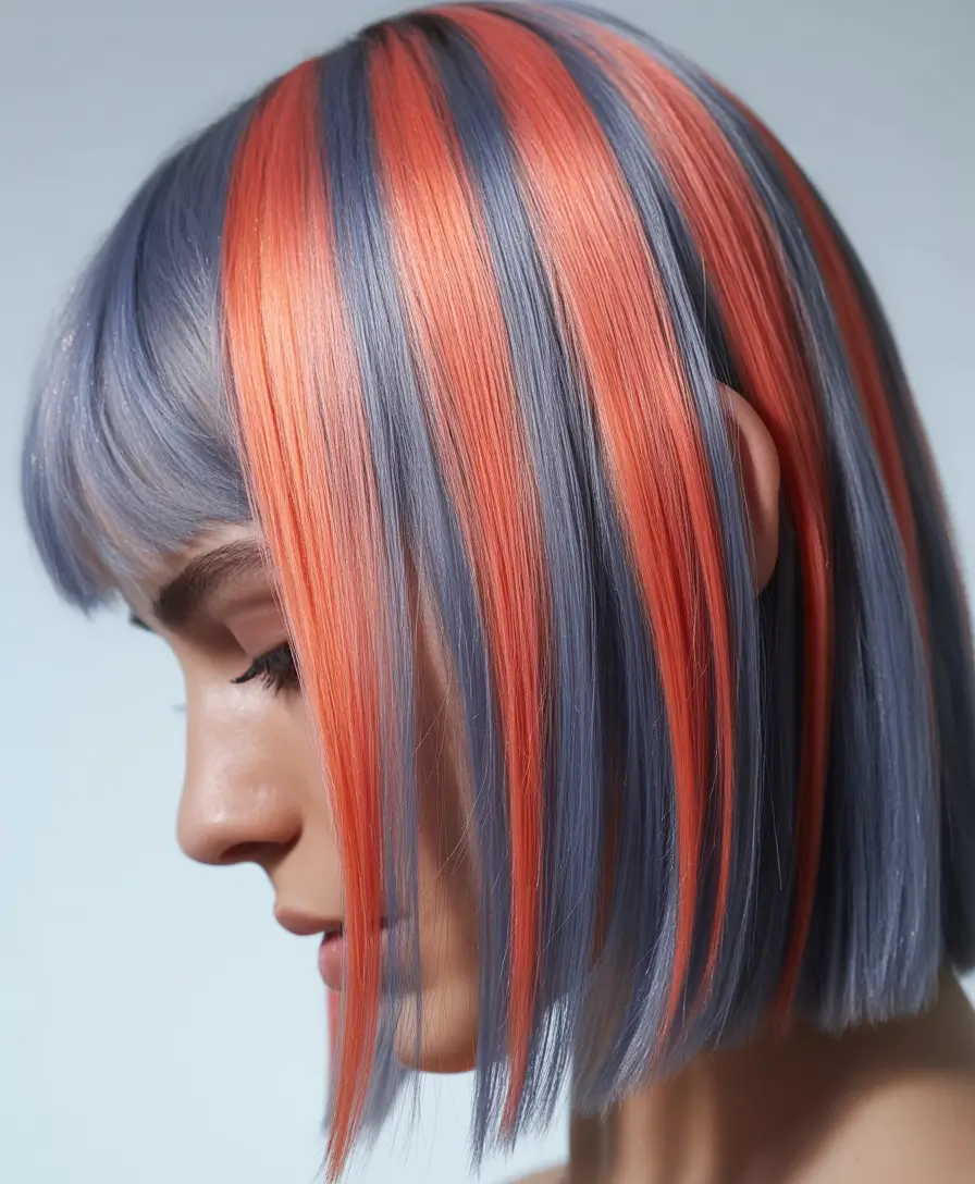 spring bob haircut Graphic Striped Blunt Bob With Editorial Edge