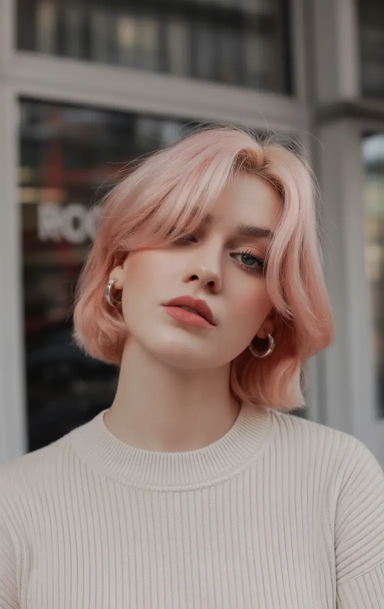 spring bob haircut Soft Peachy Wavy Bob With Romantic Volume