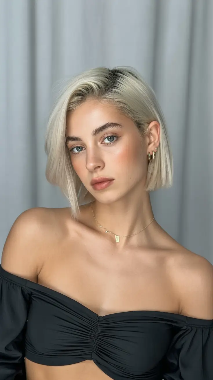 spring bob haircut Ultra Sleek Platinum Precision Bob