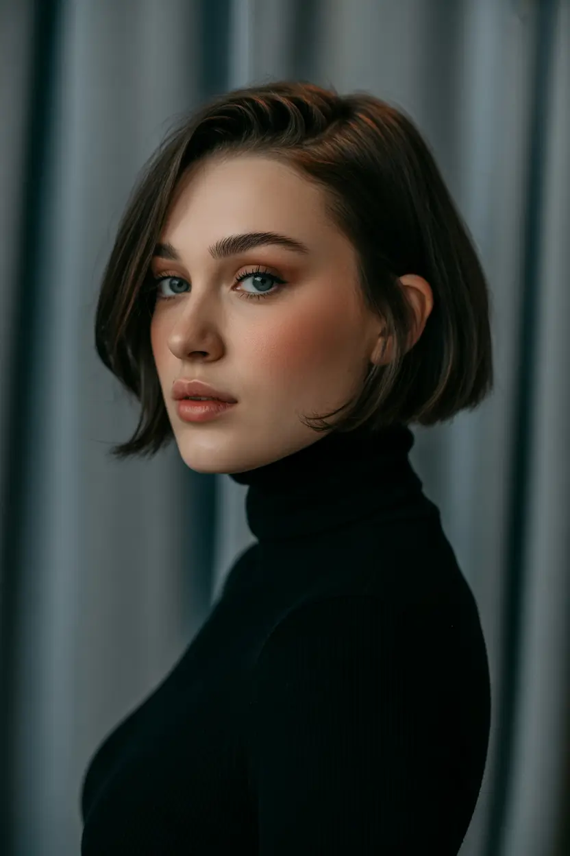 spring bob haircut Minimalist Sleek Brown Classic Bob