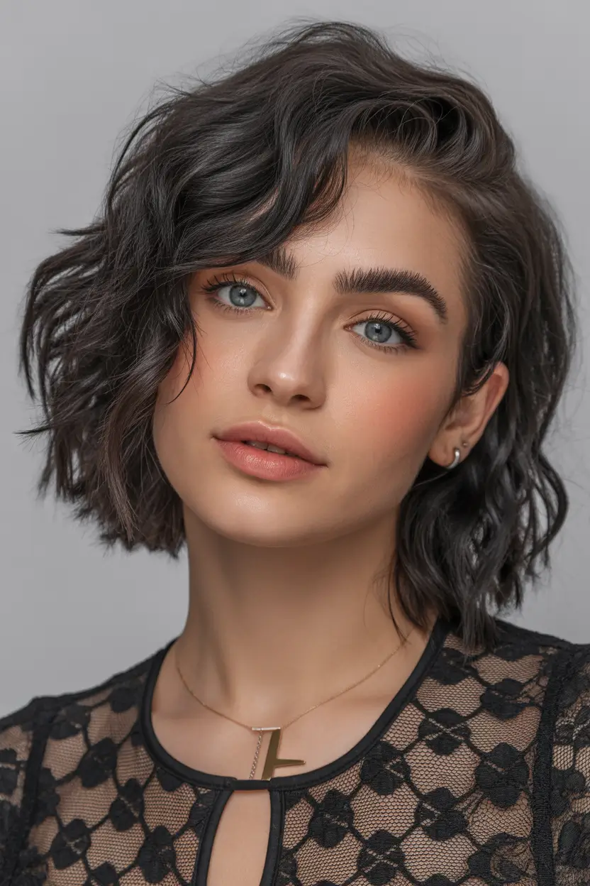 spring mid length haircut Textured Wavy Bob With Natural Movement