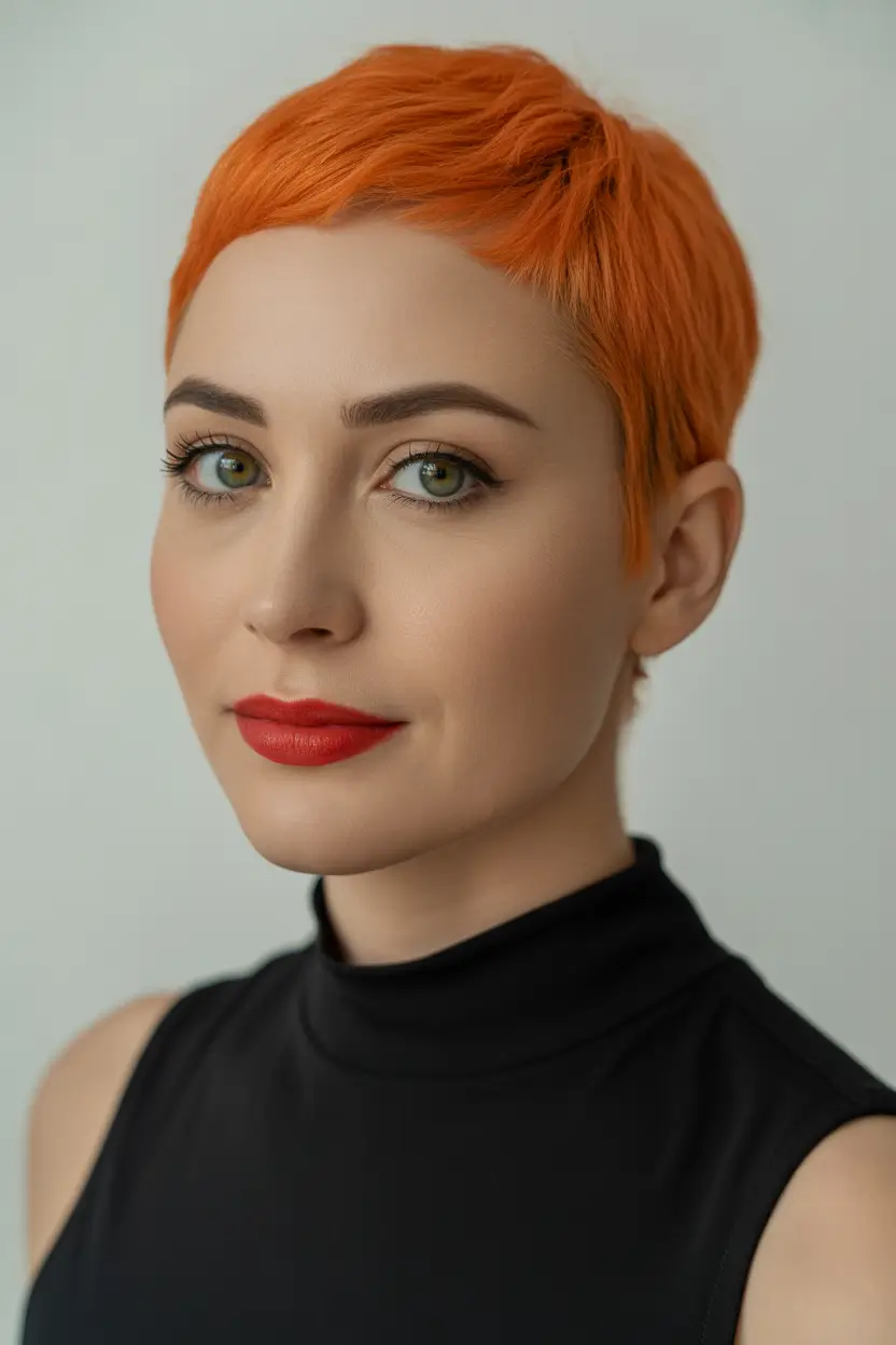 spring short haircut Minimalist Orange Crop With Soft Micro Bangs