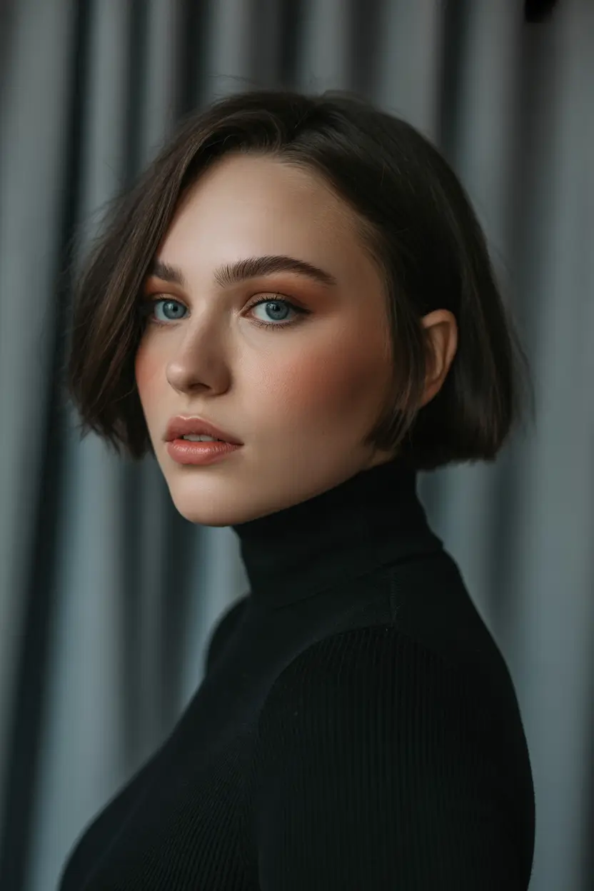 spring short haircut Sleek Short Bob With Deep Side Part